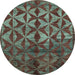 Round Abstract Light Blue Modern Rug, abs4958lblu