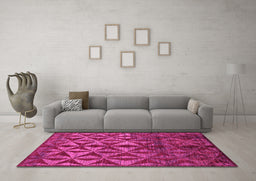 Machine Washable Abstract Pink Modern Rug in a Living Room, wshabs4958pnk