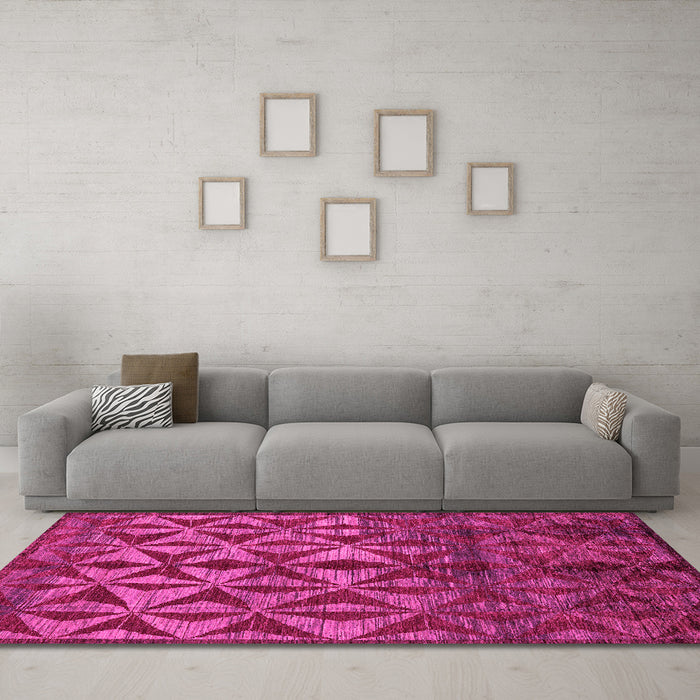 Machine Washable Abstract Pink Modern Rug in a Living Room, wshabs4958pnk