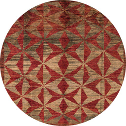 Round Machine Washable Abstract Chocolate Brown Rug, wshabs4958