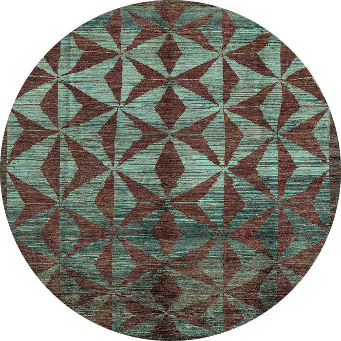 Round Machine Washable Abstract Light Blue Modern Rug, wshabs4958lblu