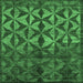 Square Machine Washable Abstract Emerald Green Modern Area Rugs, wshabs4958emgrn