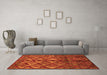 Machine Washable Abstract Orange Modern Area Rugs in a Living Room, wshabs4958org