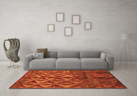 Machine Washable Abstract Orange Modern Rug, wshabs4958org