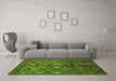 Machine Washable Abstract Green Modern Area Rugs in a Living Room,, wshabs4958grn