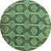 Round Machine Washable Abstract Turquoise Modern Area Rugs, wshabs4959turq