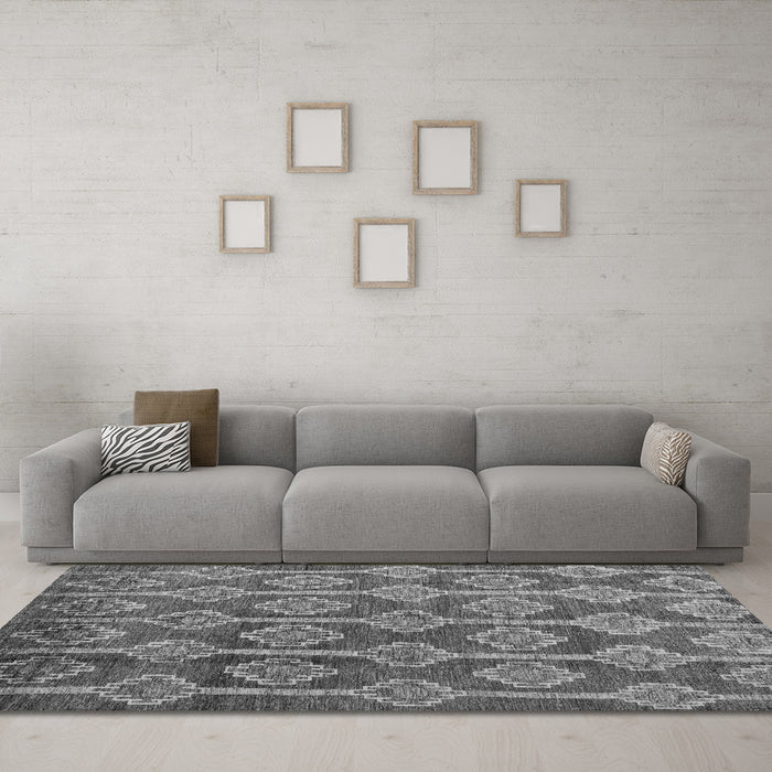 Machine Washable Abstract Gray Modern Rug in a Living Room,, wshabs4959gry