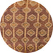 Round Abstract Orange Modern Rug, abs4959