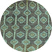 Round Machine Washable Abstract Light Blue Modern Rug, wshabs4959lblu