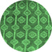 Round Abstract Emerald Green Modern Rug, abs4959emgrn