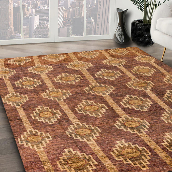 Abstract Orange Modern Rug in Family Room, abs4959