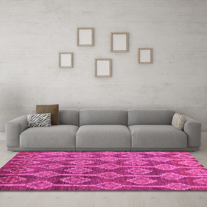 Machine Washable Abstract Pink Modern Rug in a Living Room, wshabs4959pnk