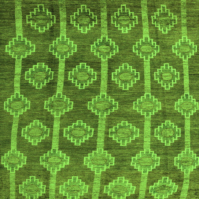 Square Machine Washable Abstract Green Modern Area Rugs, wshabs4959grn