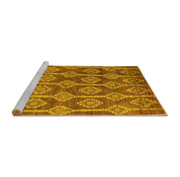 Sideview of Machine Washable Abstract Yellow Modern Rug, wshabs4959yw