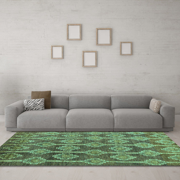 Machine Washable Abstract Turquoise Modern Area Rugs in a Living Room,, wshabs4959turq