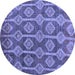 Round Abstract Blue Modern Rug, abs4959blu