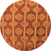 Round Machine Washable Abstract Orange Modern Area Rugs, wshabs4959org