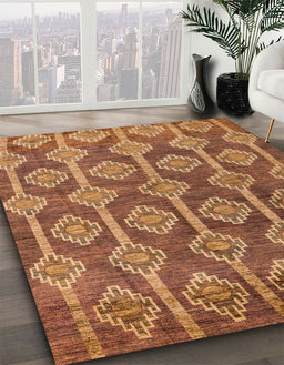 Machine Washable Abstract Orange Rug in a Family Room, wshabs4959
