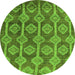 Round Abstract Green Modern Rug, abs4959grn