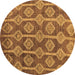 Round Machine Washable Abstract Brown Modern Rug, wshabs4959brn