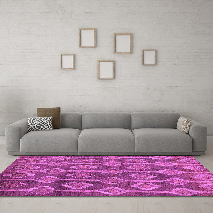 Machine Washable Abstract Purple Modern Area Rugs in a Living Room, wshabs4959pur
