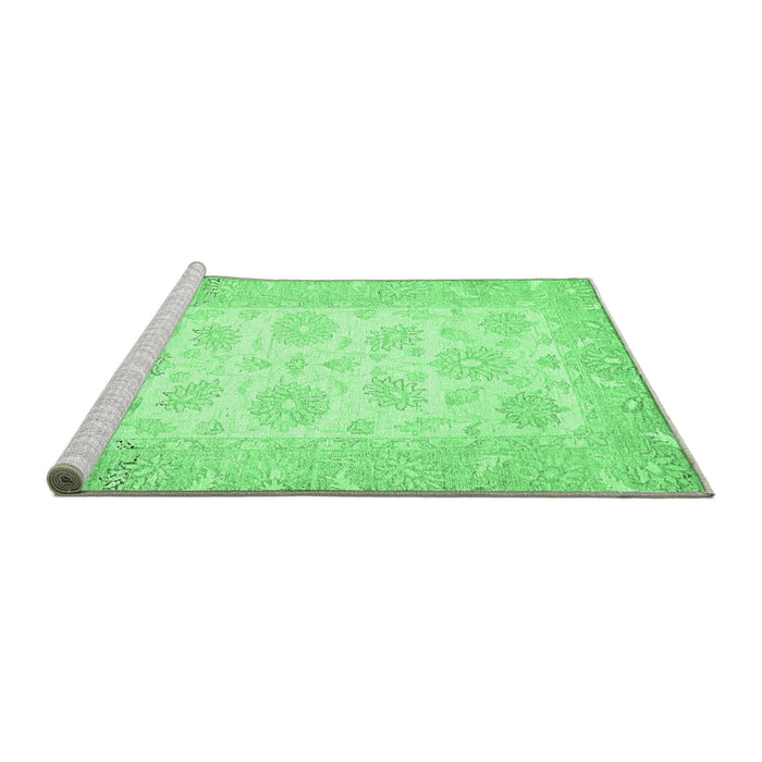 Sideview of Machine Washable Oriental Emerald Green Traditional Area Rugs, wshabs495emgrn