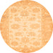 Round Machine Washable Oriental Orange Traditional Area Rugs, wshabs495org