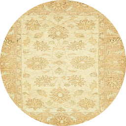 Round Abstract Sun Yellow Oriental Rug, abs495