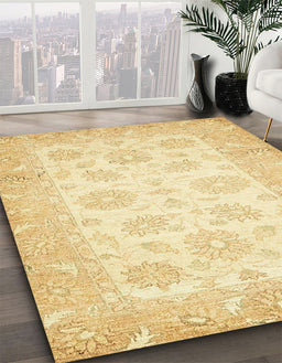 Machine Washable Abstract Sun Yellow Rug in a Family Room, wshabs495