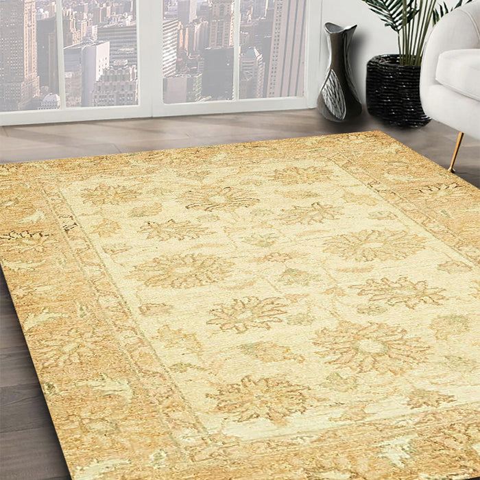 Machine Washable Abstract Sun Yellow Rug in a Family Room, wshabs495