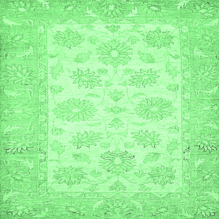 Square Machine Washable Oriental Emerald Green Traditional Area Rugs, wshabs495emgrn