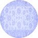 Round Oriental Blue Traditional Rug, abs495blu