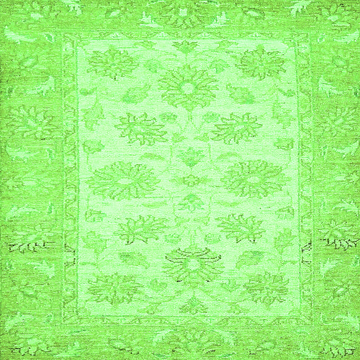 Square Machine Washable Oriental Green Traditional Area Rugs, wshabs495grn