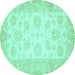 Round Oriental Turquoise Traditional Rug, abs495turq