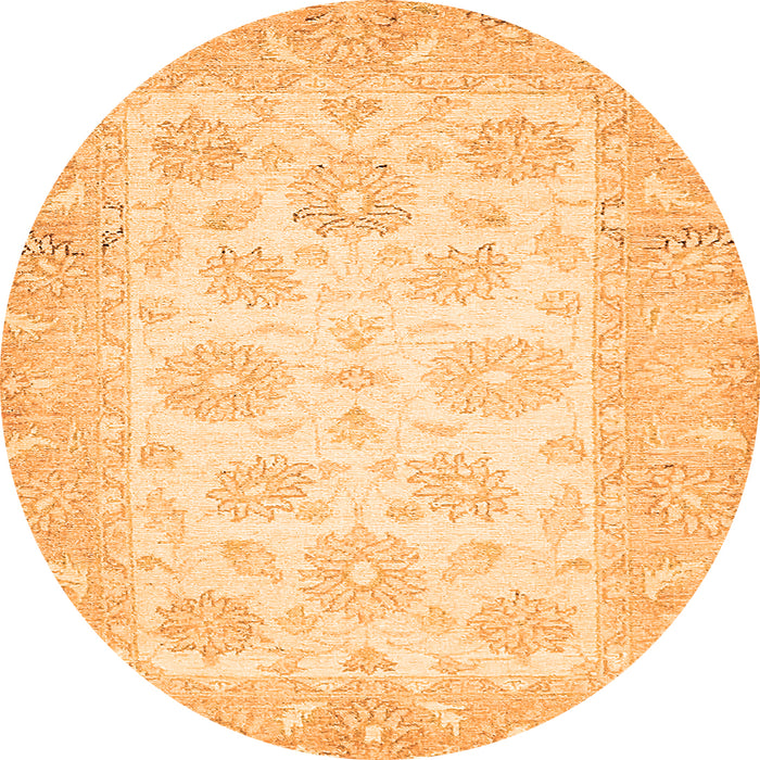 Round Oriental Orange Traditional Rug, abs495org