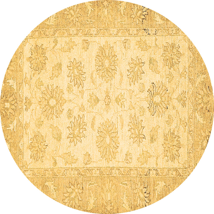 Round Oriental Brown Traditional Rug, abs495brn