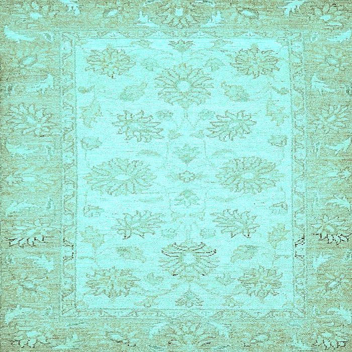 Square Machine Washable Oriental Light Blue Traditional Rug, wshabs495lblu