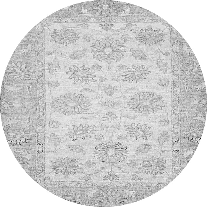 Round Machine Washable Oriental Gray Traditional Rug, wshabs495gry