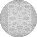 Round Machine Washable Oriental Gray Traditional Rug, wshabs495gry