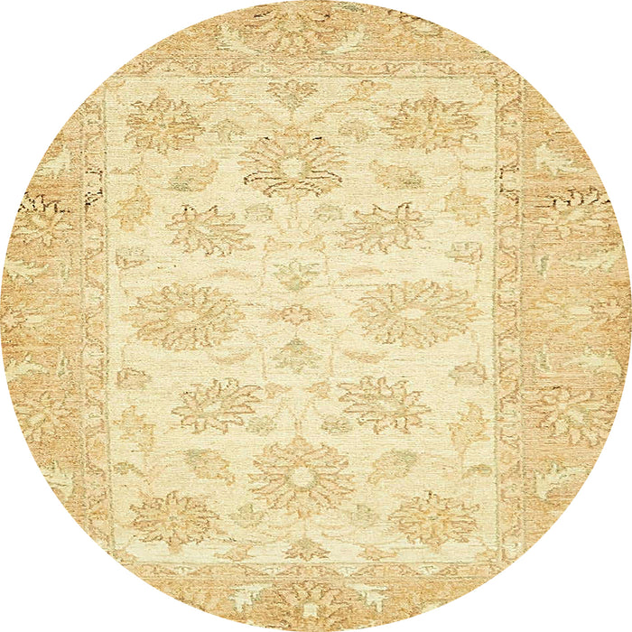 Round Machine Washable Abstract Sun Yellow Rug, wshabs495