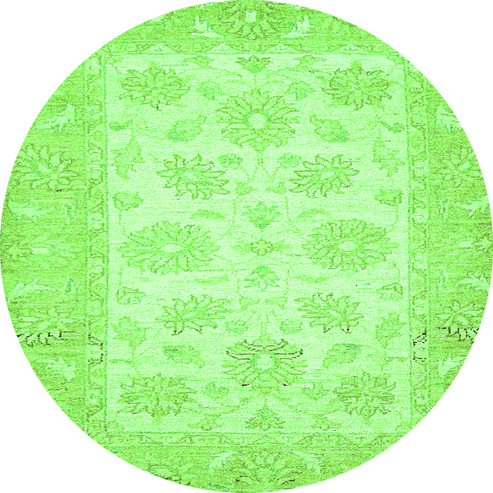 Round Machine Washable Oriental Green Traditional Area Rugs, wshabs495grn