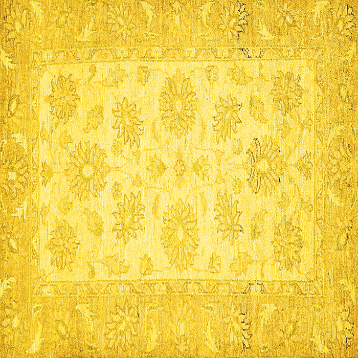 Square Oriental Yellow Traditional Rug, abs495yw