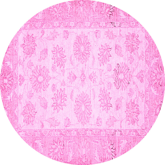 Round Oriental Pink Traditional Rug, abs495pnk