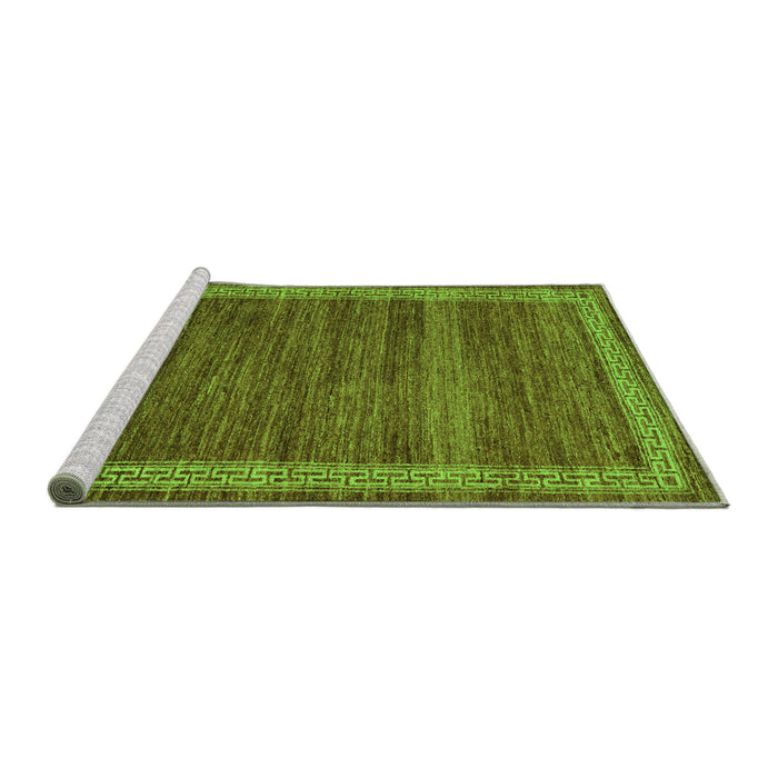Sideview of Machine Washable Abstract Green Modern Area Rugs, wshabs4960grn