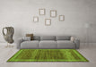 Machine Washable Abstract Green Modern Area Rugs in a Living Room,, wshabs4960grn