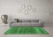 Machine Washable Abstract Emerald Green Modern Area Rugs in a Living Room,, wshabs4960emgrn