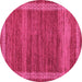 Round Machine Washable Abstract Pink Modern Rug, wshabs4960pnk