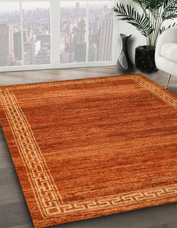 Abstract Neon Orange Modern Rug in Family Room, abs4960
