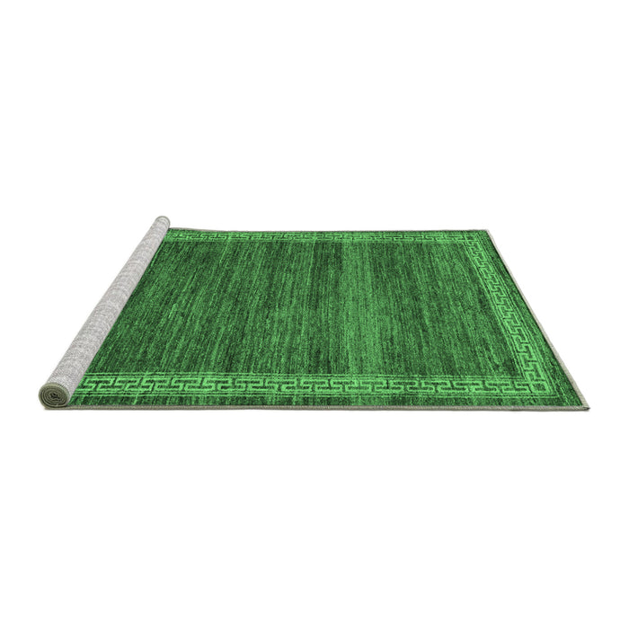 Sideview of Machine Washable Abstract Emerald Green Modern Area Rugs, wshabs4960emgrn