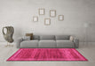 Machine Washable Abstract Pink Modern Rug in a Living Room, wshabs4960pnk